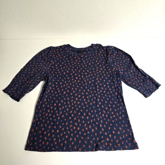 Lucky Brand Blue and Red Spotted Balloon Sleeve Blouse Size Medium - Picture 1 of 8